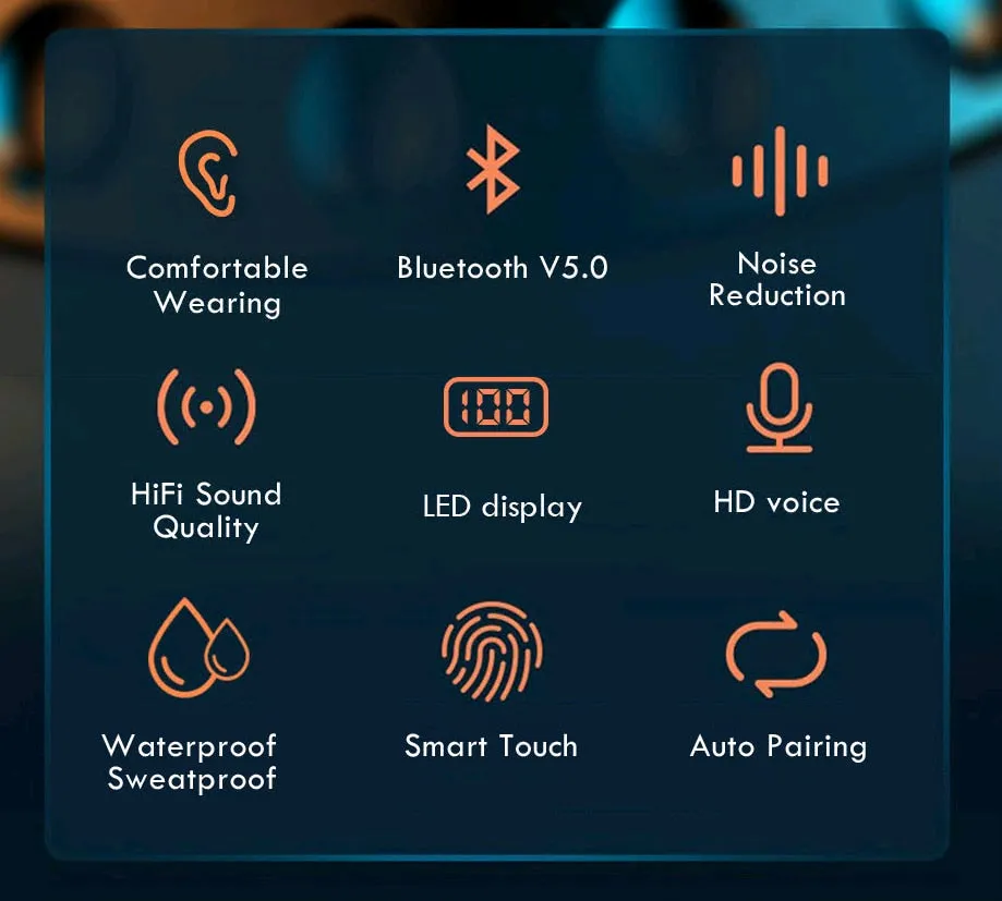 Bluetooth Earphones 2200mAh Charging Box