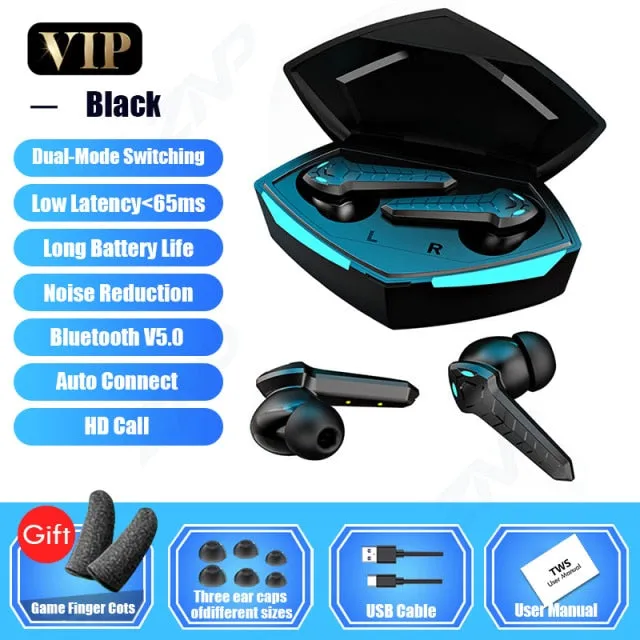 Bluetooth V5.0 Earphones Low Latency Gaming Headsets TWS 9D Stereo Wireless Headphones Noise Cancelling Gaming Earbuds With Mic