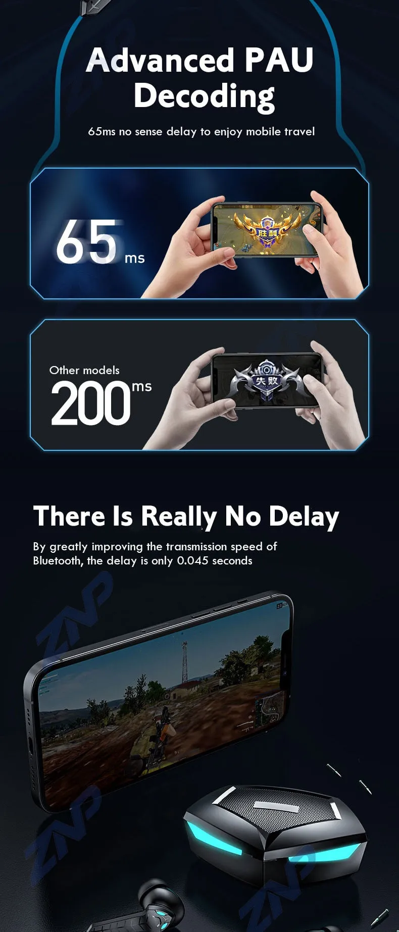Bluetooth V5.0 Earphones Low Latency Gaming Headsets TWS 9D Stereo Wireless Headphones Noise Cancelling Gaming Earbuds With Mic