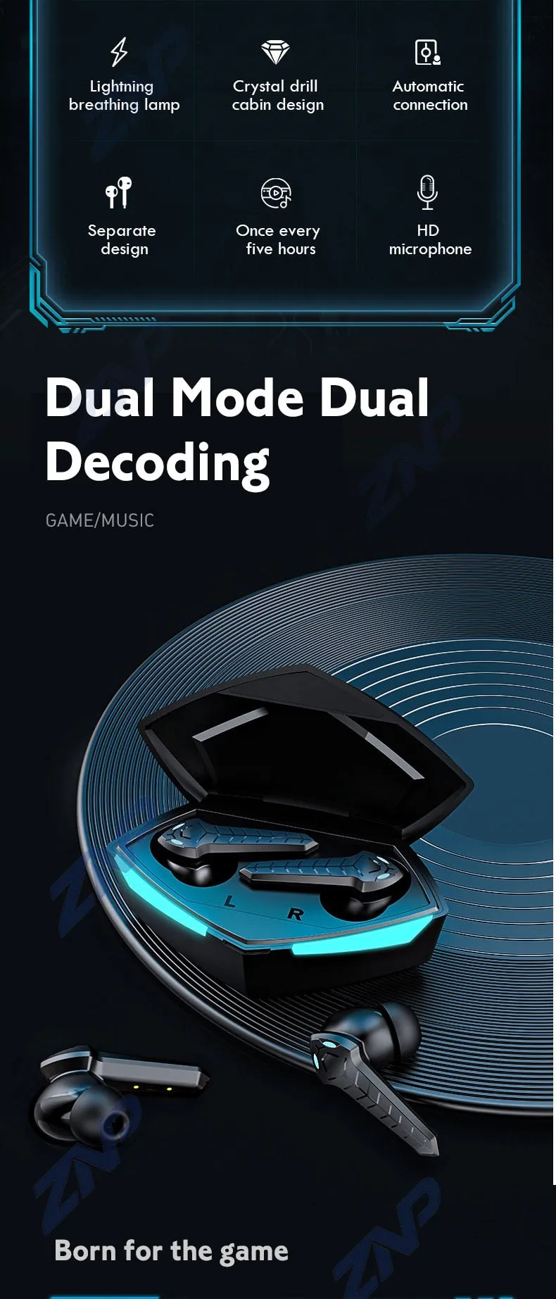Bluetooth V5.0 Earphones Low Latency Gaming Headsets TWS 9D Stereo Wireless Headphones Noise Cancelling Gaming Earbuds With Mic