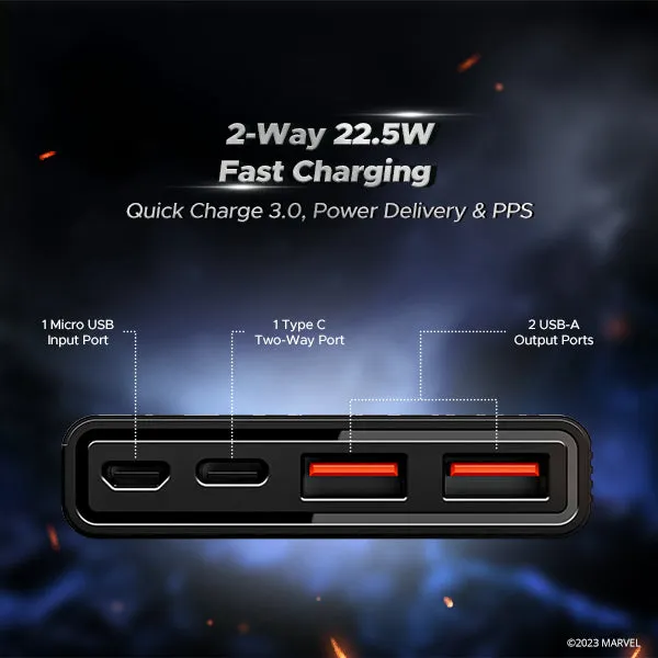 boAt EnergyShroom PB300 Avenger Edition | Powerbank with 10000mAh battery capacity, 12-Layer Smart IC Protection, 22.5W Fast Charging