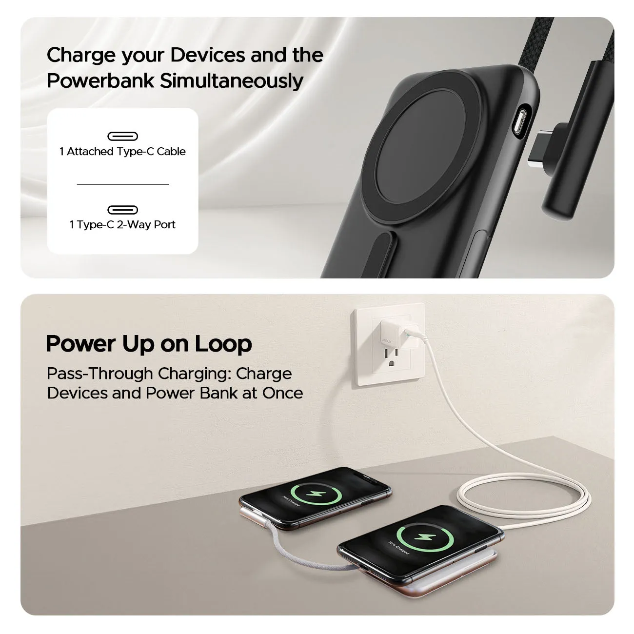 boAt EnergyShroom PB330  Magnacharge | 10000mAh magnetic wireless power bank with 15 W wireless charging, LED battery display, 12 Layer Smart IC Protection