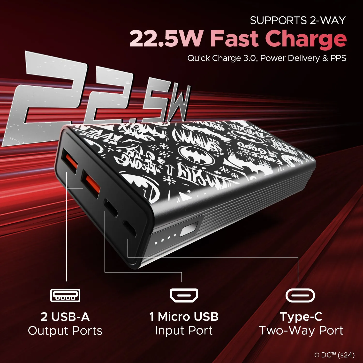 boAt Energyshroom PB400 DC Edition | Powerbank with 22.5W Wired Fast Charging, 12 Layer Smart IC Protection, 20000W mAh Battery