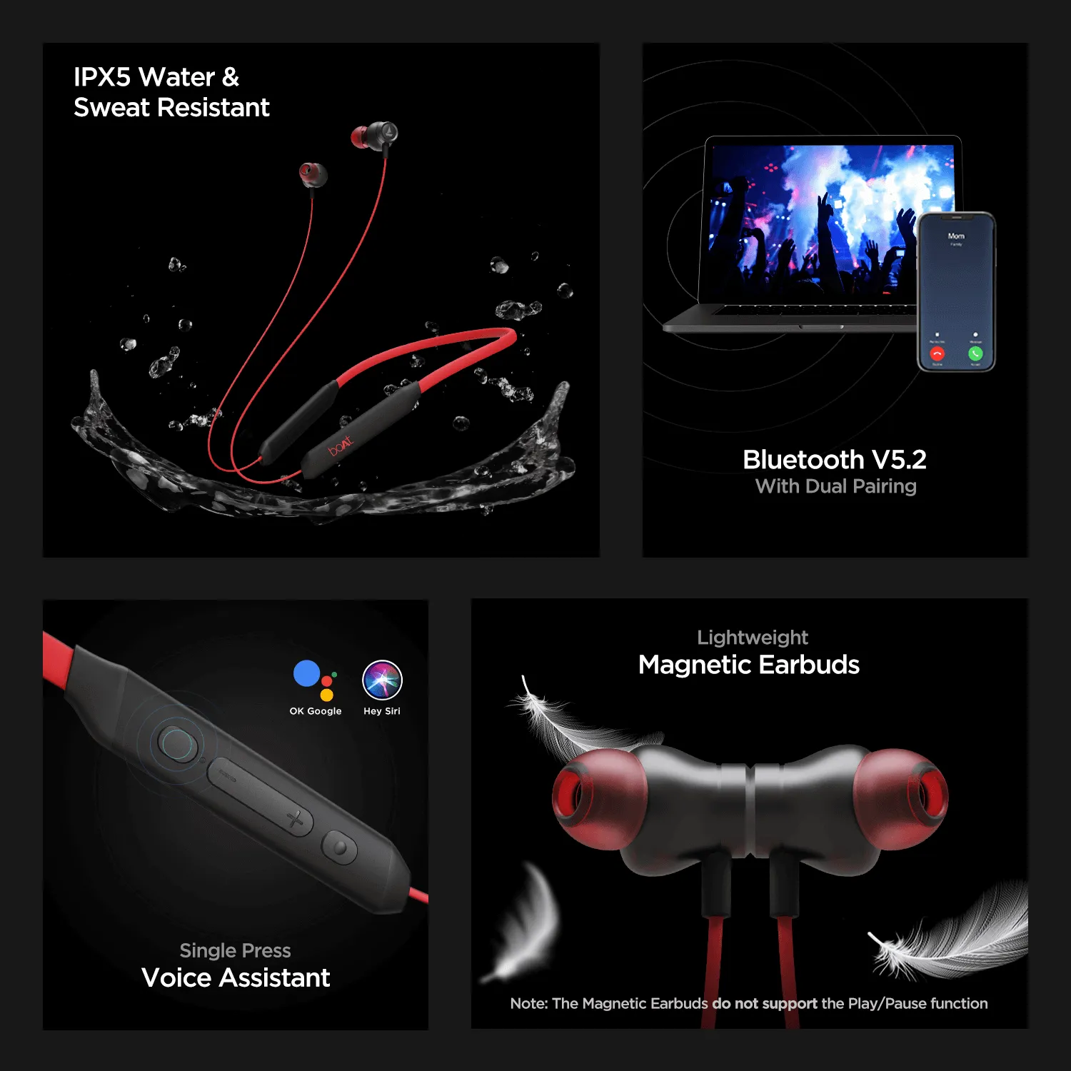 boAt Rockerz 205 Pro | Bluetooth Earphone with 10mm Drivers, Upto 30 Hour Playback, Lightweight Magnetic Earbuds