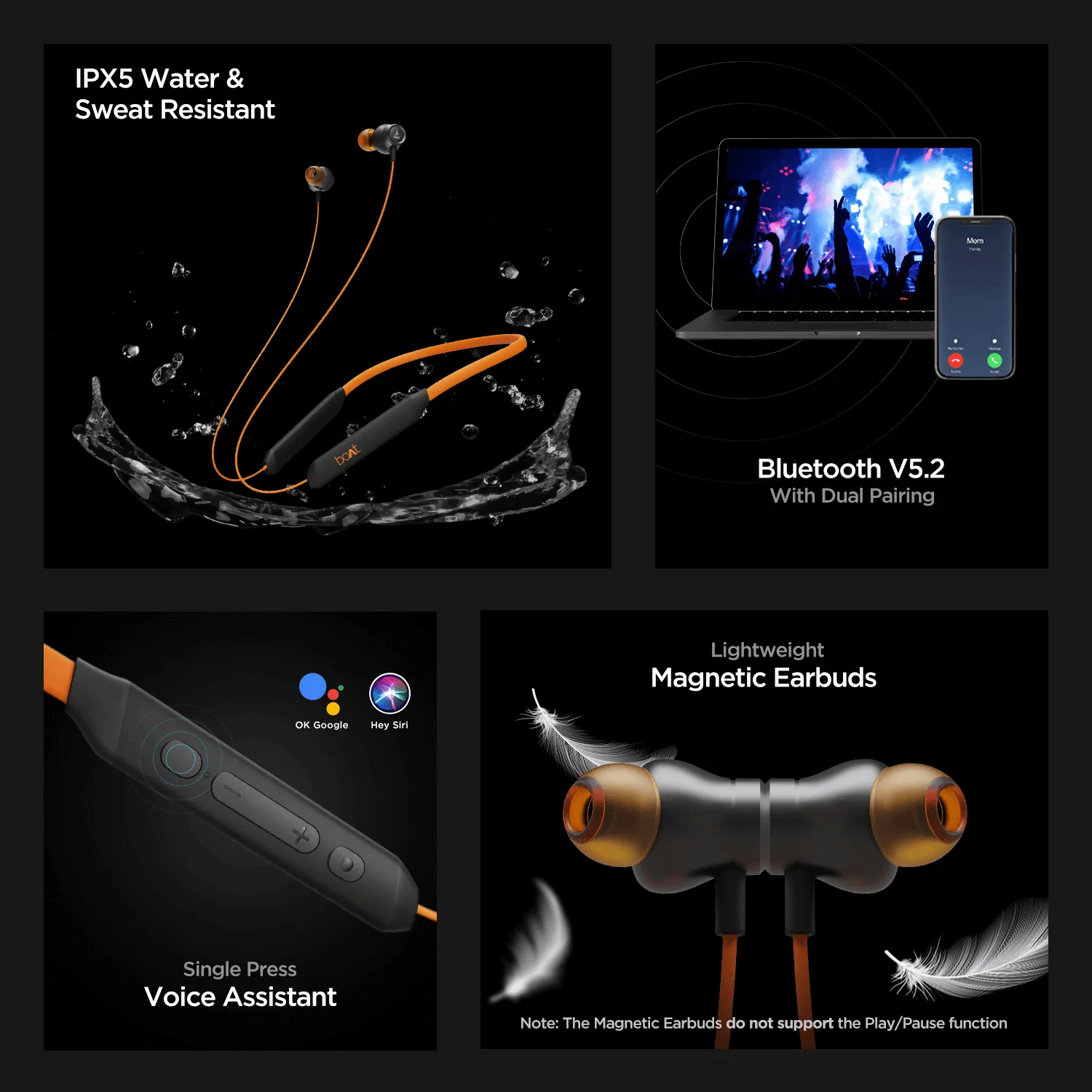 boAt Rockerz 205 Pro | Bluetooth Earphone with 10mm Drivers, Upto 30 Hour Playback, Lightweight Magnetic Earbuds