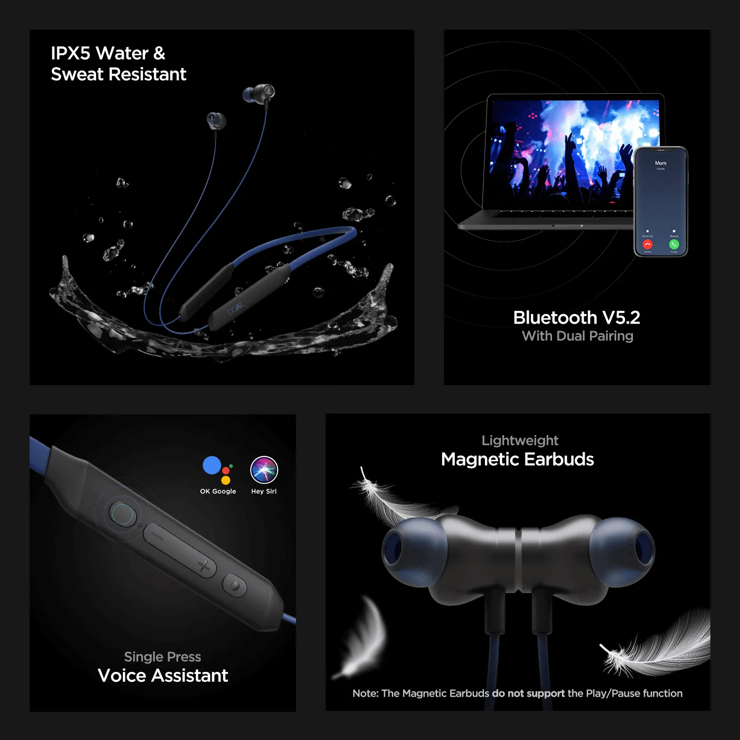 boAt Rockerz 205 Pro | Bluetooth Earphone with 10mm Drivers, Upto 30 Hour Playback, Lightweight Magnetic Earbuds