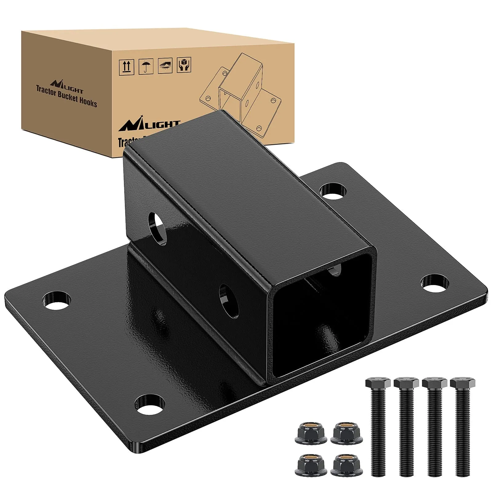 Bolt on Tractor Bucket 2 inch Receiver 5/8¡± Hitch Pin Hole Class 3 Trailer Hitch