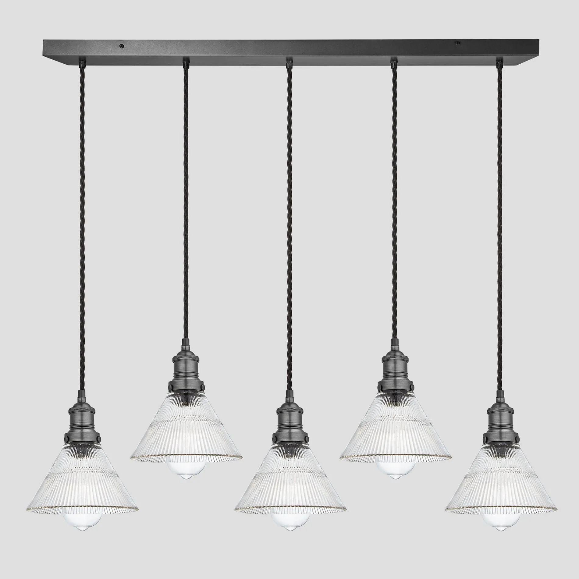 Brooklyn Glass Funnel 5 Wire Cluster Lights - 7 inch