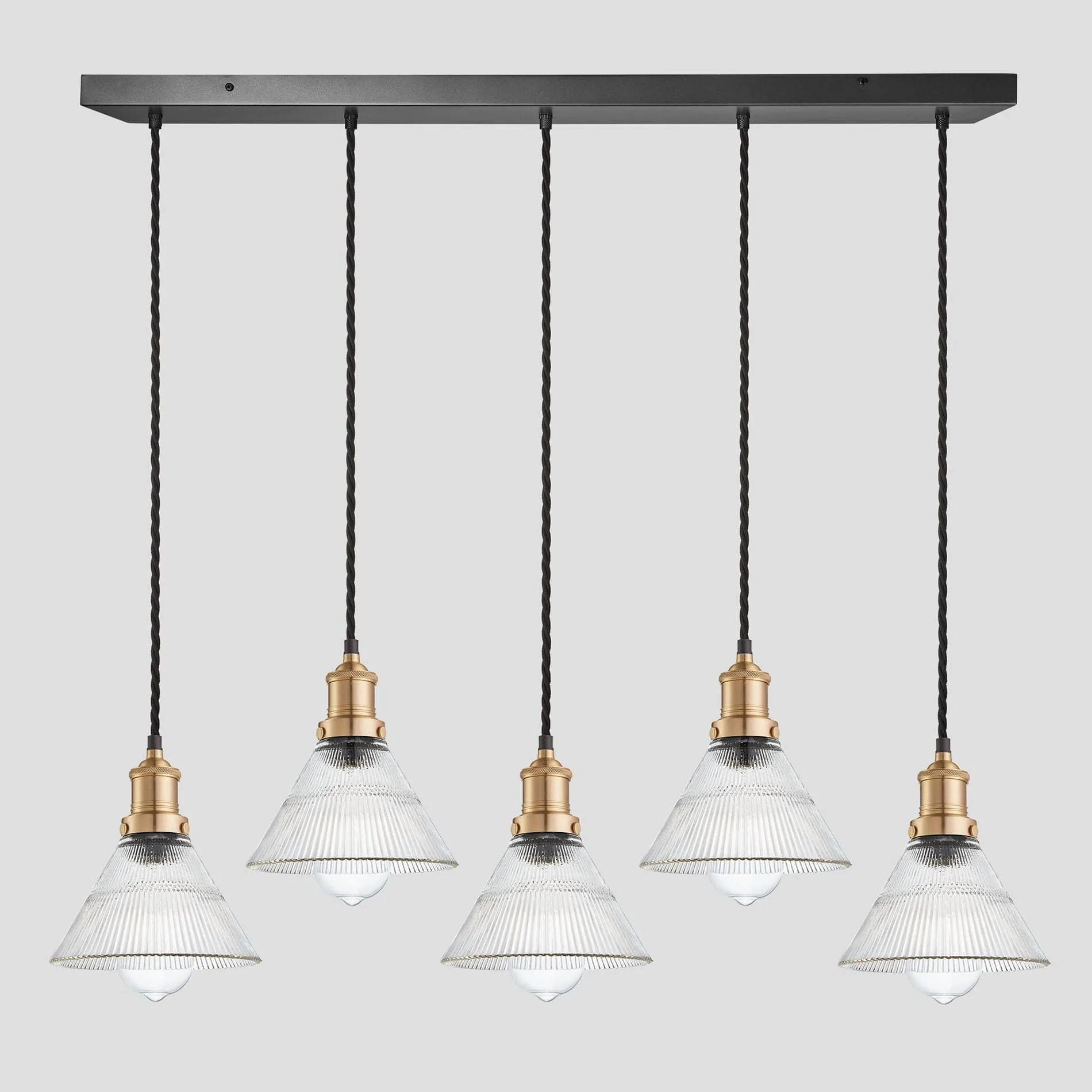 Brooklyn Glass Funnel 5 Wire Cluster Lights - 7 inch