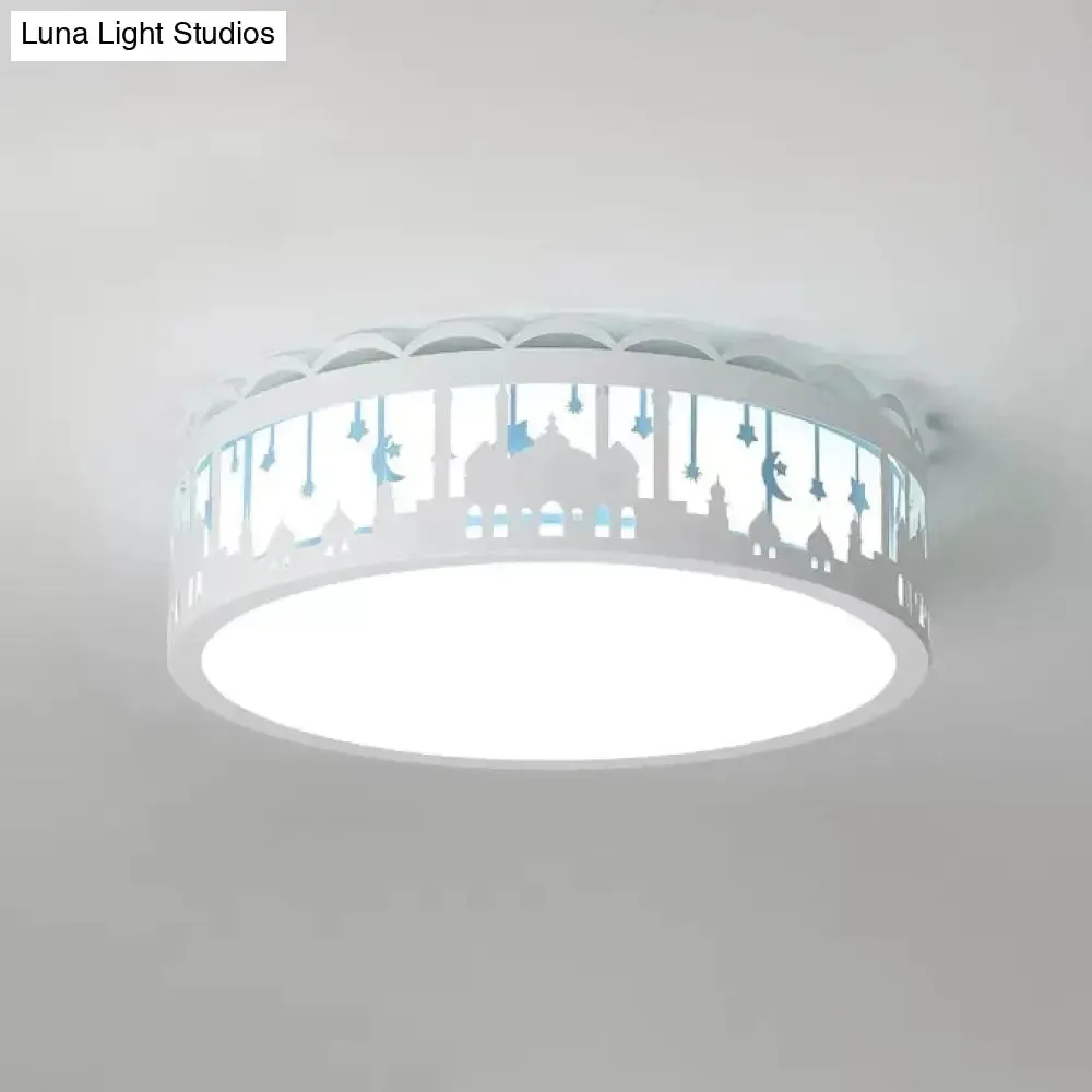 Castle Metal Flush Ceiling Light - Modern Style Lamp for Kids Bedroom