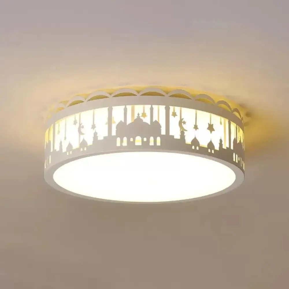 Castle Metal Flush Ceiling Light - Modern Style Lamp for Kids Bedroom