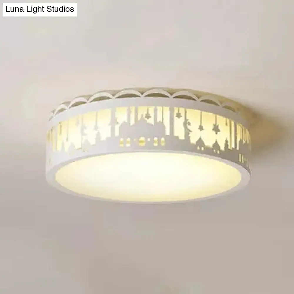 Castle Metal Flush Ceiling Light - Modern Style Lamp for Kids Bedroom