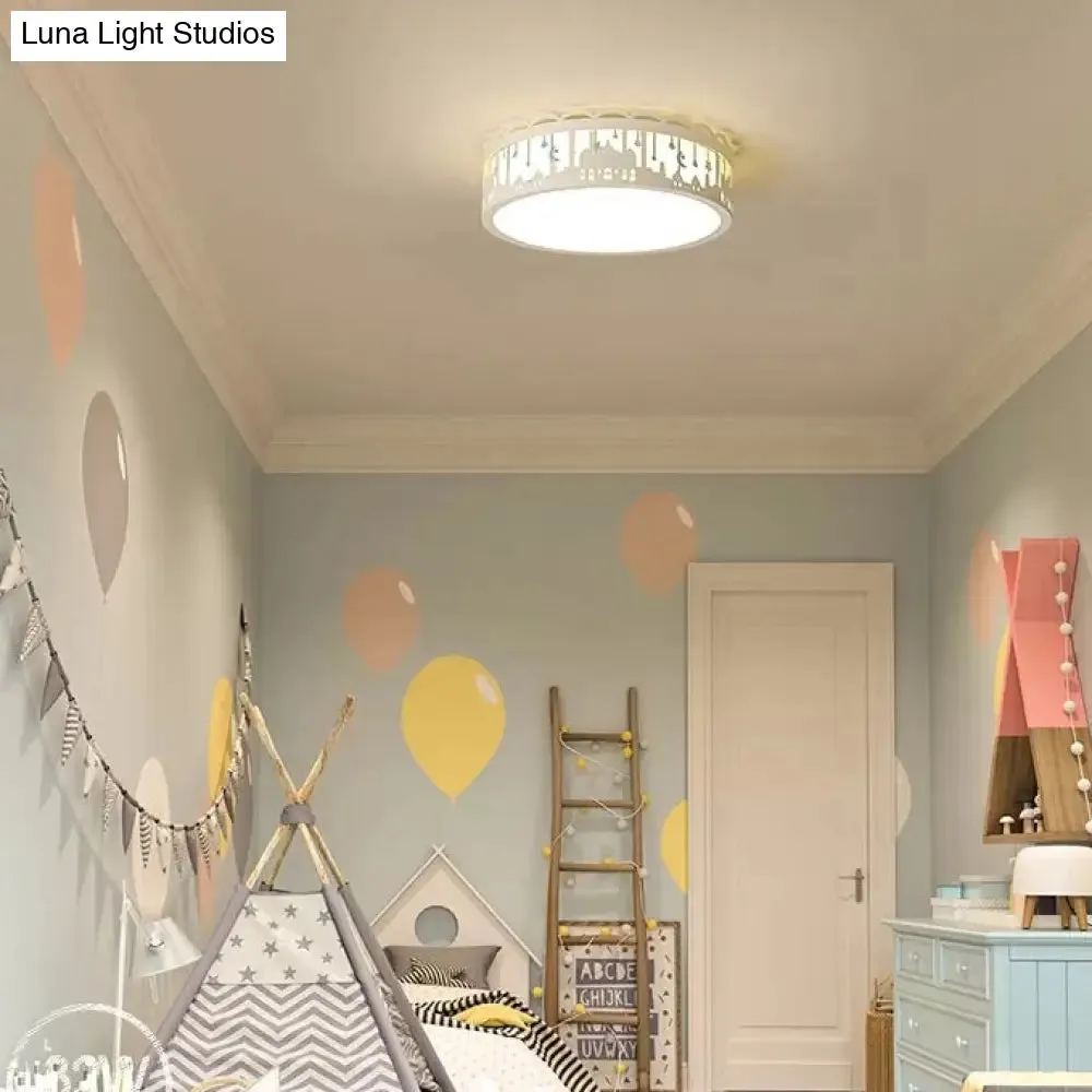 Castle Metal Flush Ceiling Light - Modern Style Lamp for Kids Bedroom