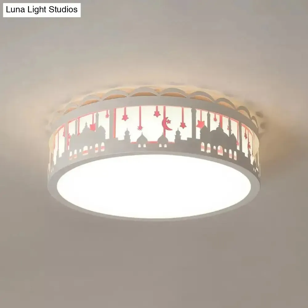 Castle Metal Flush Ceiling Light - Modern Style Lamp for Kids Bedroom