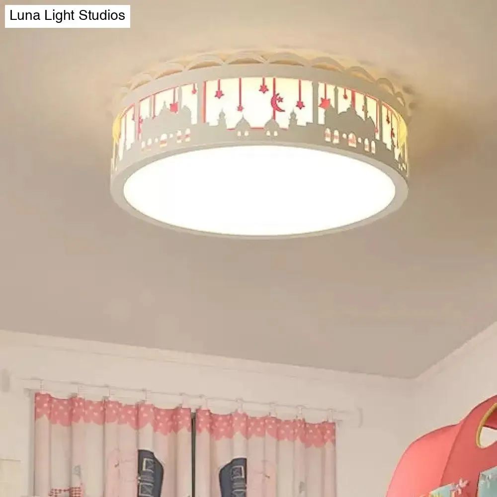 Castle Metal Flush Ceiling Light - Modern Style Lamp for Kids Bedroom