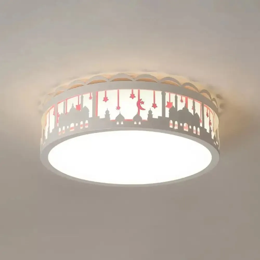 Castle Metal Flush Ceiling Light - Modern Style Lamp for Kids Bedroom
