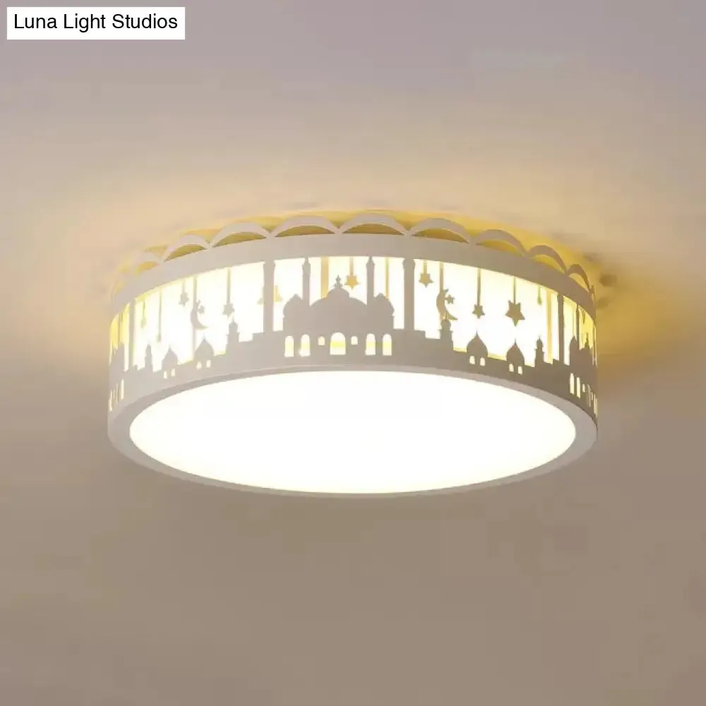 Castle Metal Flush Ceiling Light - Modern Style Lamp for Kids Bedroom