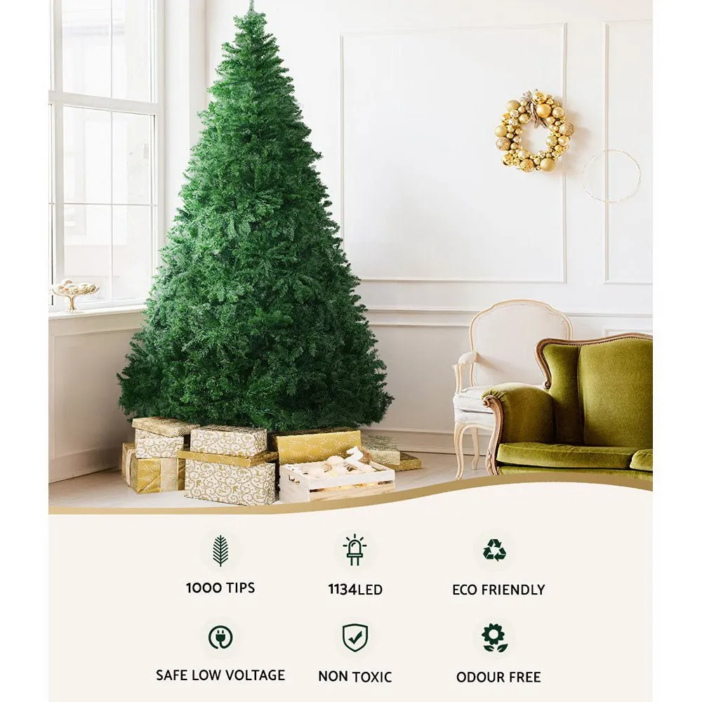 Christmas Tree 2.1M Green With 1134 LED Lights Multi Colour