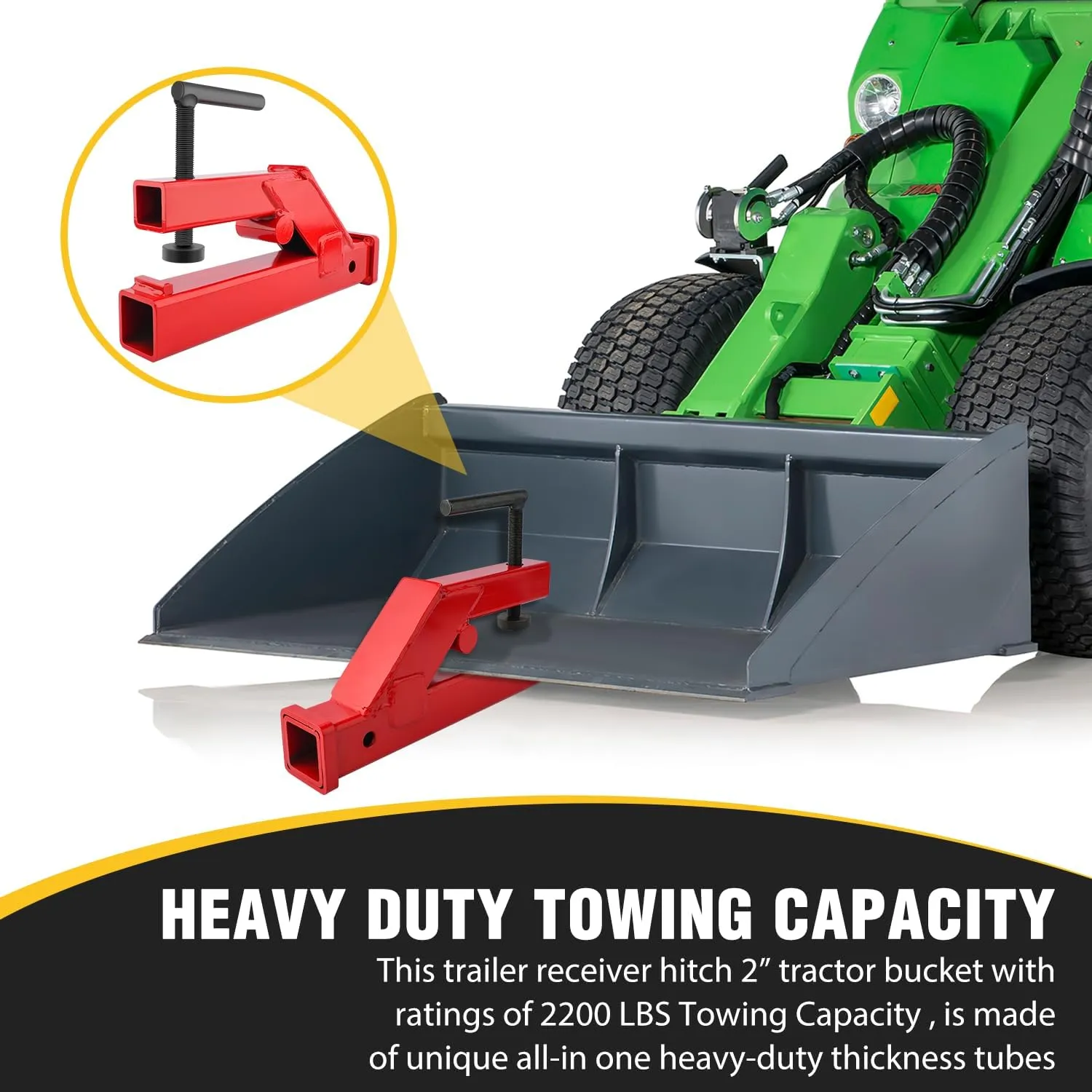 Clamp On Trailer Hitch 2 Inch Ball Mount Receiver Tractor Bucket