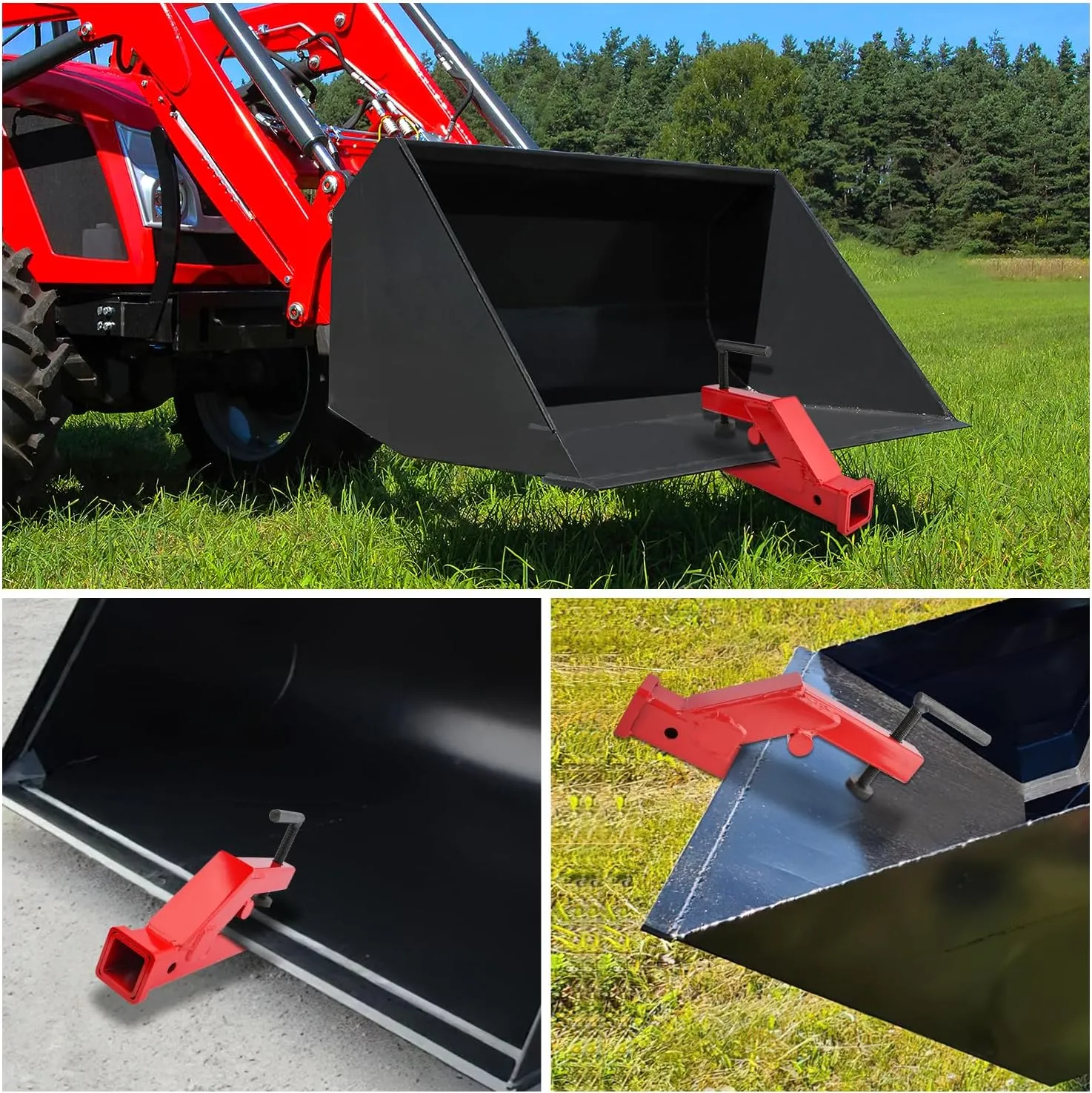 Clamp On Trailer Hitch 2 Inch Ball Mount Receiver Tractor Bucket