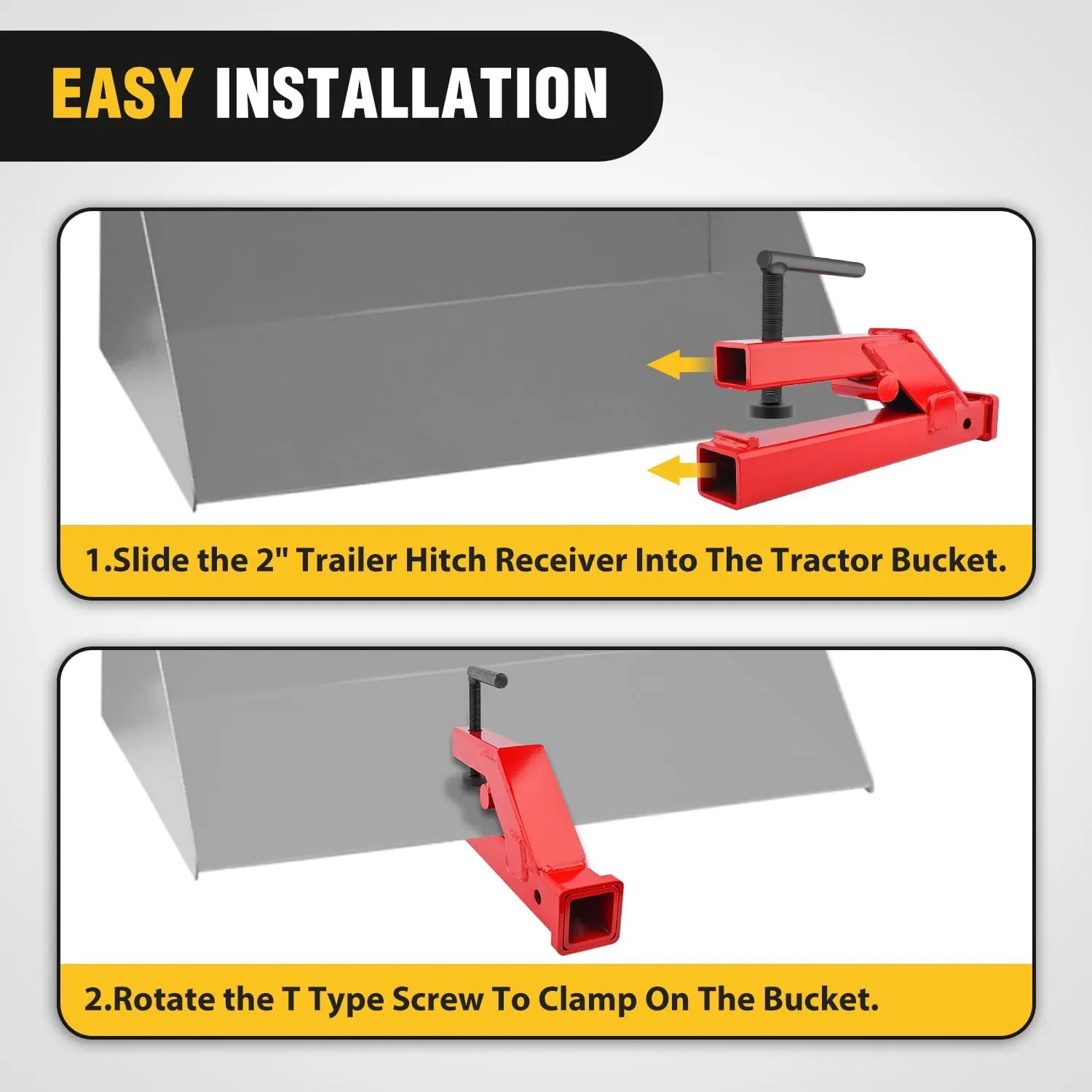 Clamp On Trailer Hitch 2 Inch Ball Mount Receiver Tractor Bucket