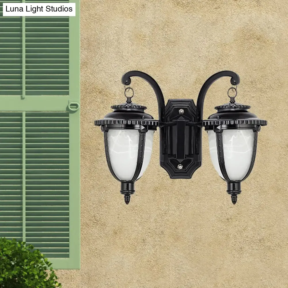 Classic Black/Bronze Wall Lamp with Frosted Glass Shade - Small/Large Sizes Available