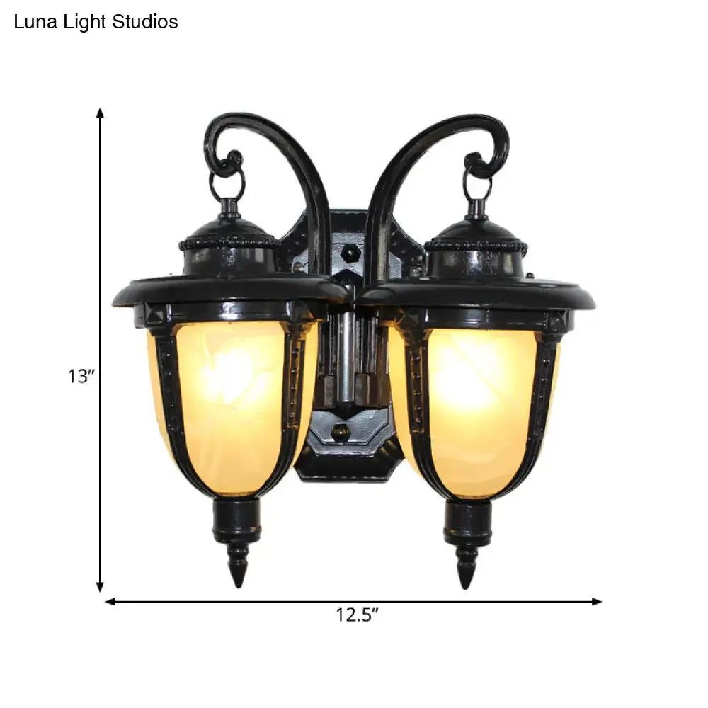 Classic Black/Bronze Wall Lamp with Frosted Glass Shade - Small/Large Sizes Available