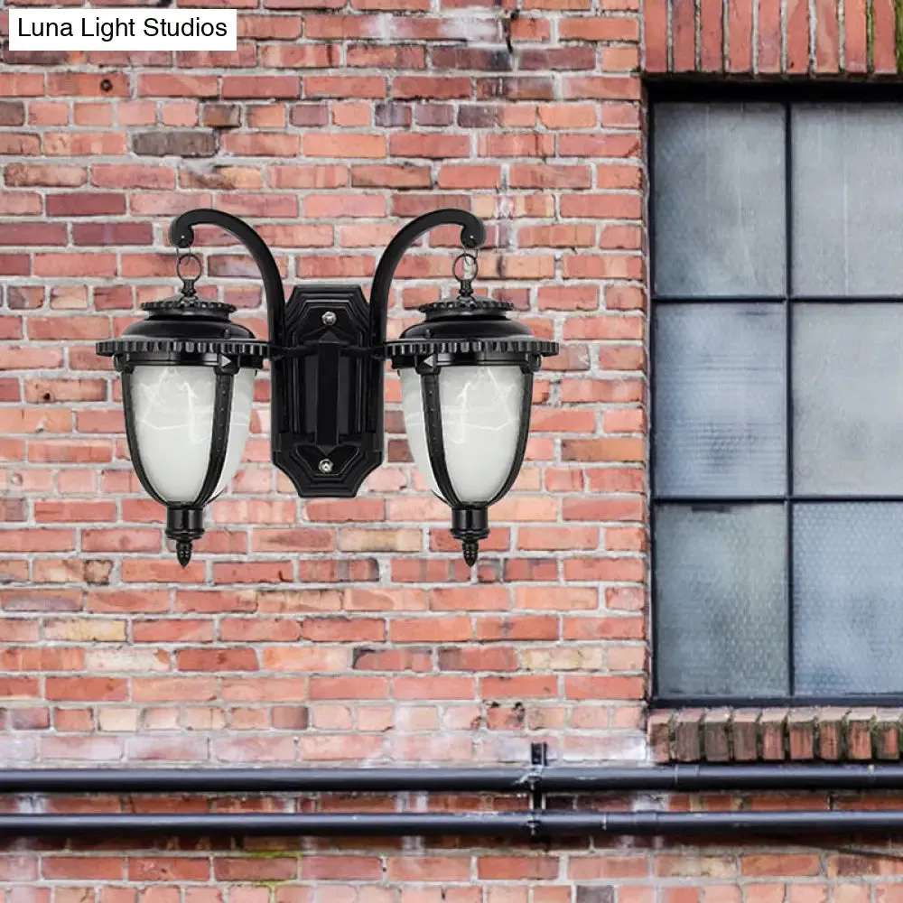 Classic Black/Bronze Wall Lamp with Frosted Glass Shade - Small/Large Sizes Available