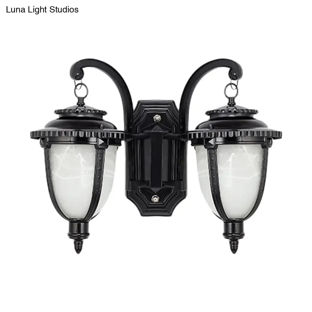Classic Black/Bronze Wall Lamp with Frosted Glass Shade - Small/Large Sizes Available
