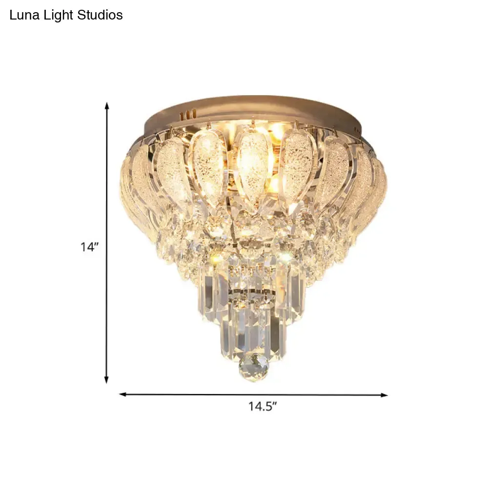 Clear Crystal Flushmount Lighting - Minimalistic 5-Bulb Floral Ceiling Flush Mount for Bedrooms