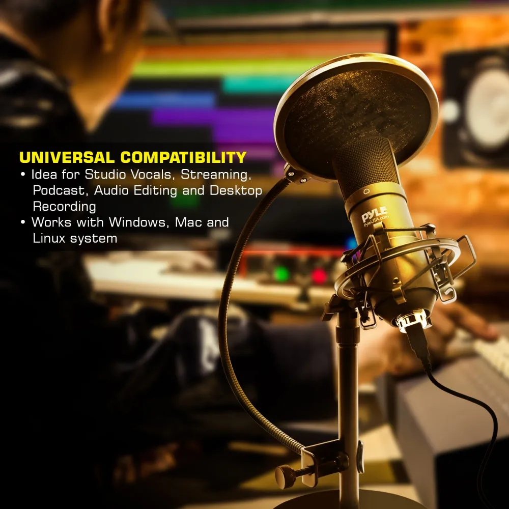 Computer Desktop Microphone - Streaming & Pro Audio Recording Mic Kit With Shock Mount Stand, Easy Usb Plug-And-Play (For Podcast Recording, Streaming, Gaming)