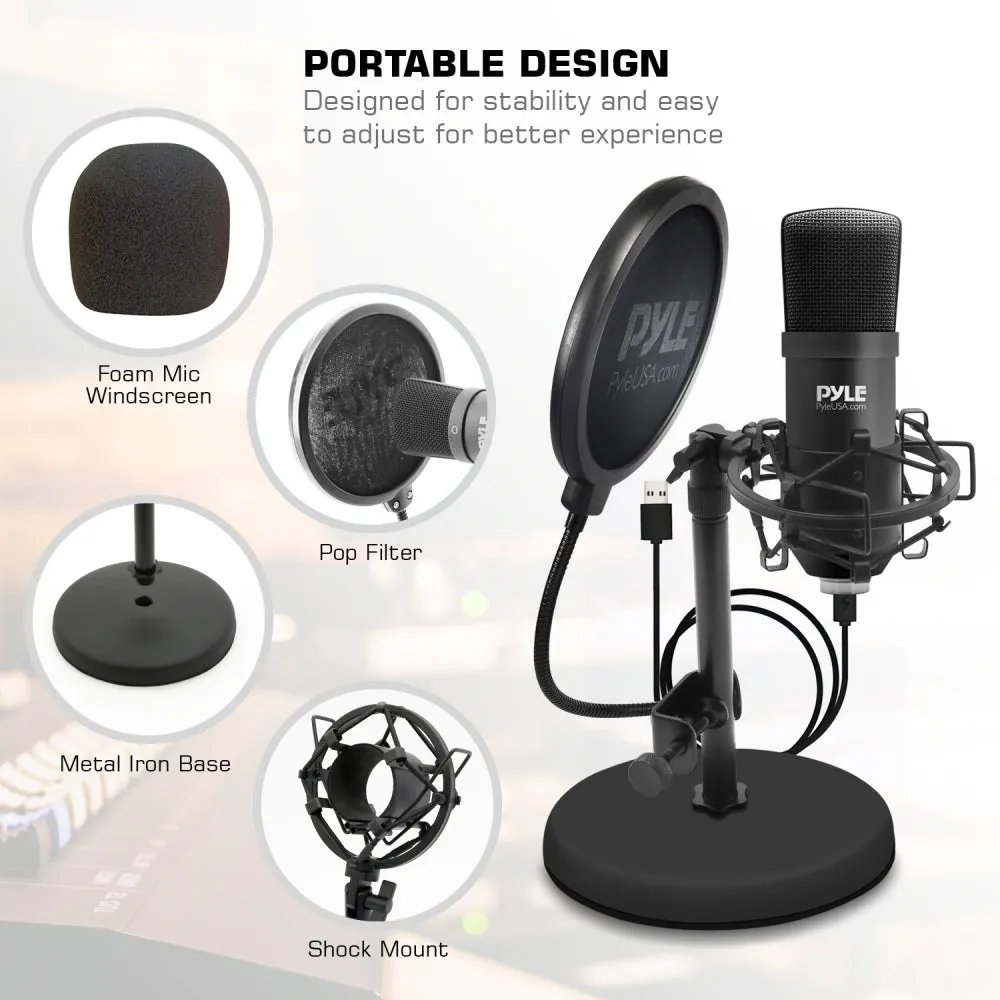 Computer Desktop Microphone - Streaming & Pro Audio Recording Mic Kit With Shock Mount Stand, Easy Usb Plug-And-Play (For Podcast Recording, Streaming, Gaming)