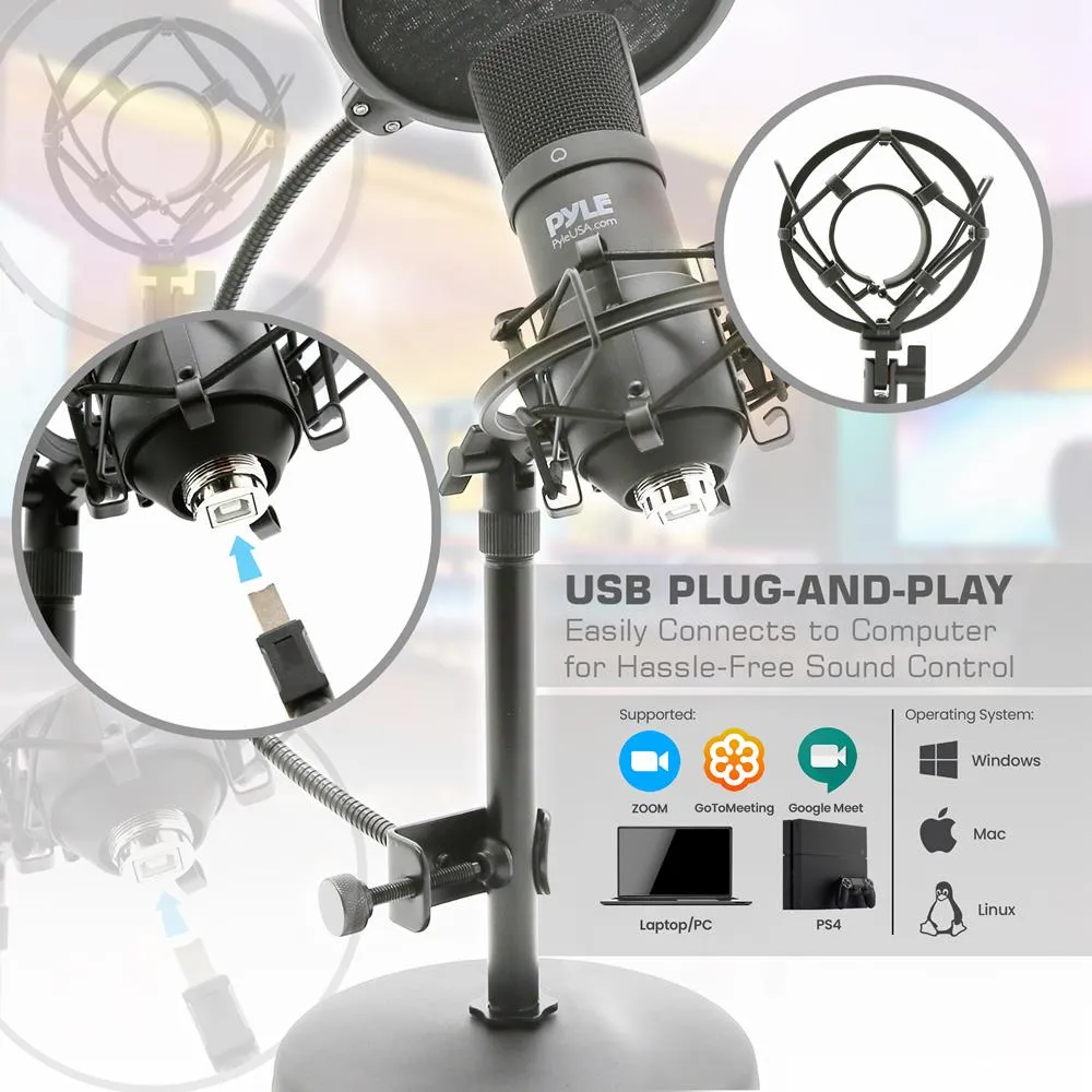 Computer Desktop Microphone - Streaming & Pro Audio Recording Mic Kit With Shock Mount Stand, Easy Usb Plug-And-Play (For Podcast Recording, Streaming, Gaming)
