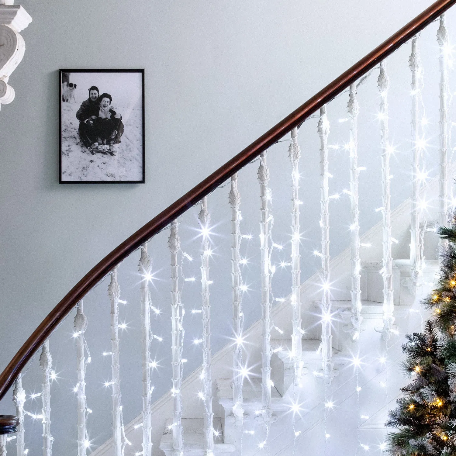 Core Connect 10m x 1m 480 White Connectable Curtain Lights Clear Cable