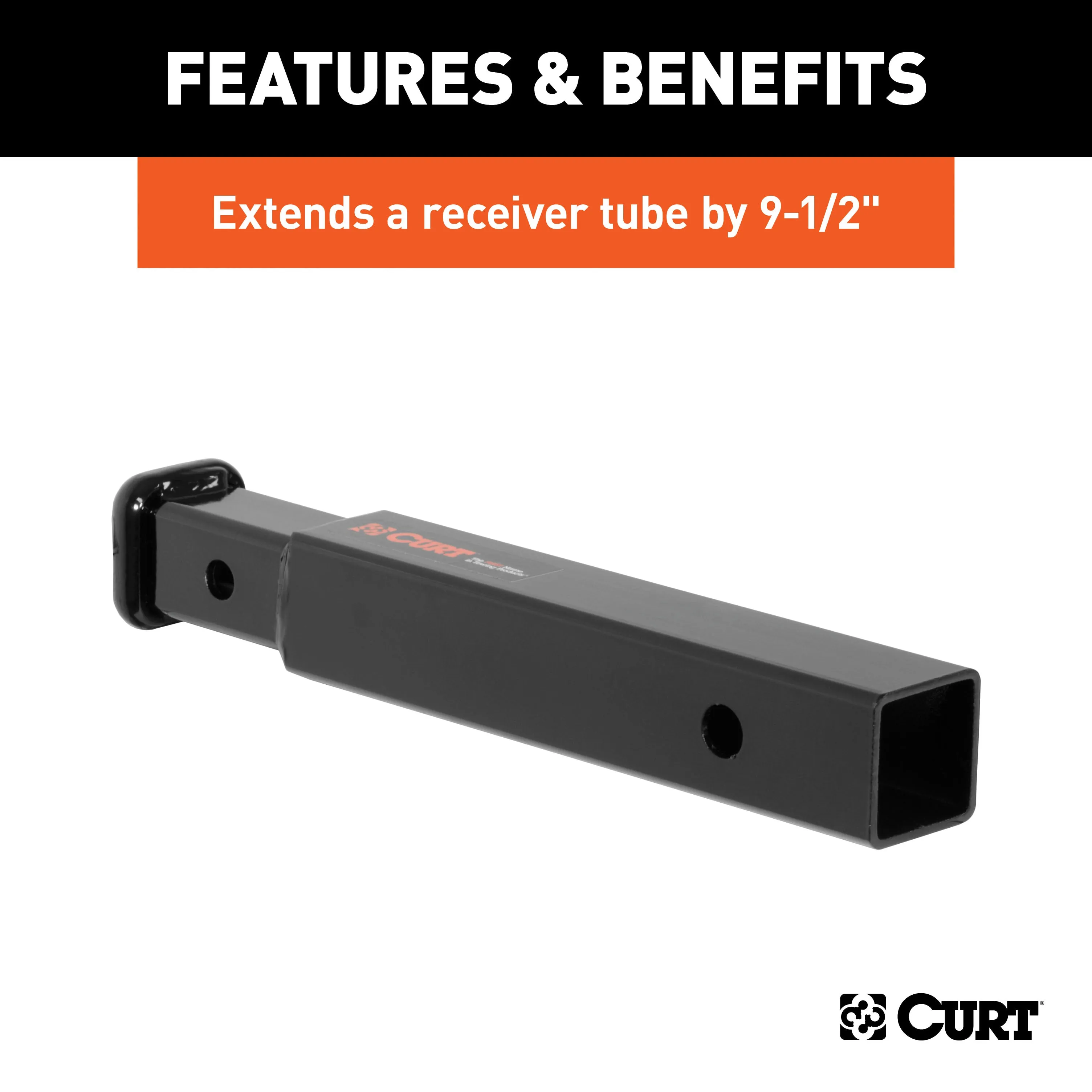 CURT 45775 Receiver Tube Adapter (2in. to 1-1/4in. Shank; 3;500 lbs. GTW; 9-1/2in. Length)