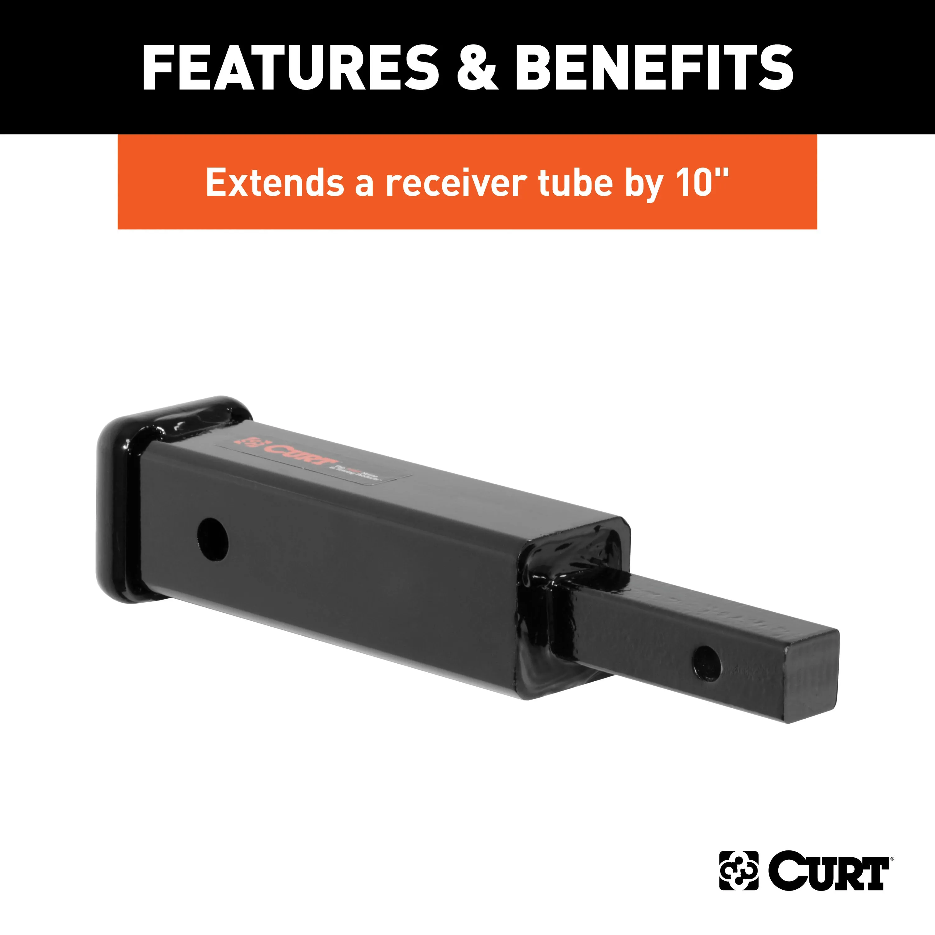 CURT 45790 Receiver Tube Adapter (1-1/4in. to 2in. Shank; Not for Towing Use; 6-1/4in. Leng