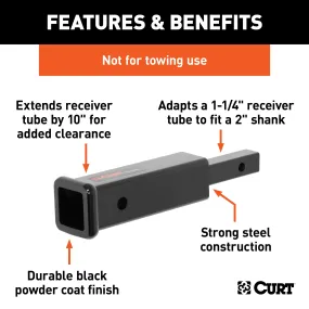 CURT 45790 Receiver Tube Adapter (1-1/4in. to 2in. Shank; Not for Towing Use; 6-1/4in. Leng