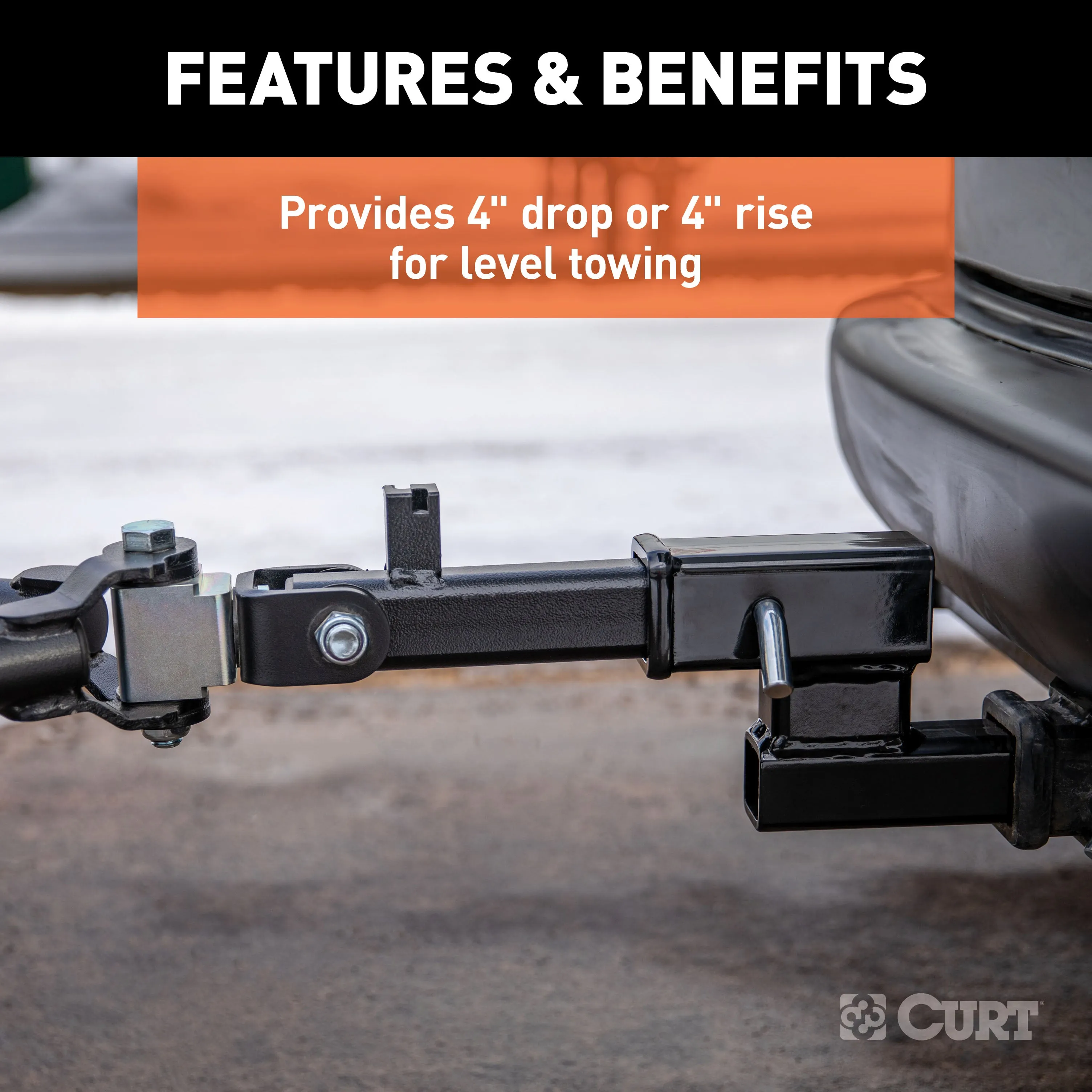 CURT 45798 CURT 45798 Trailer Hitch Adapter; 2-Inch Receiver; 4-In Drop or Rise; 7;500 lbs