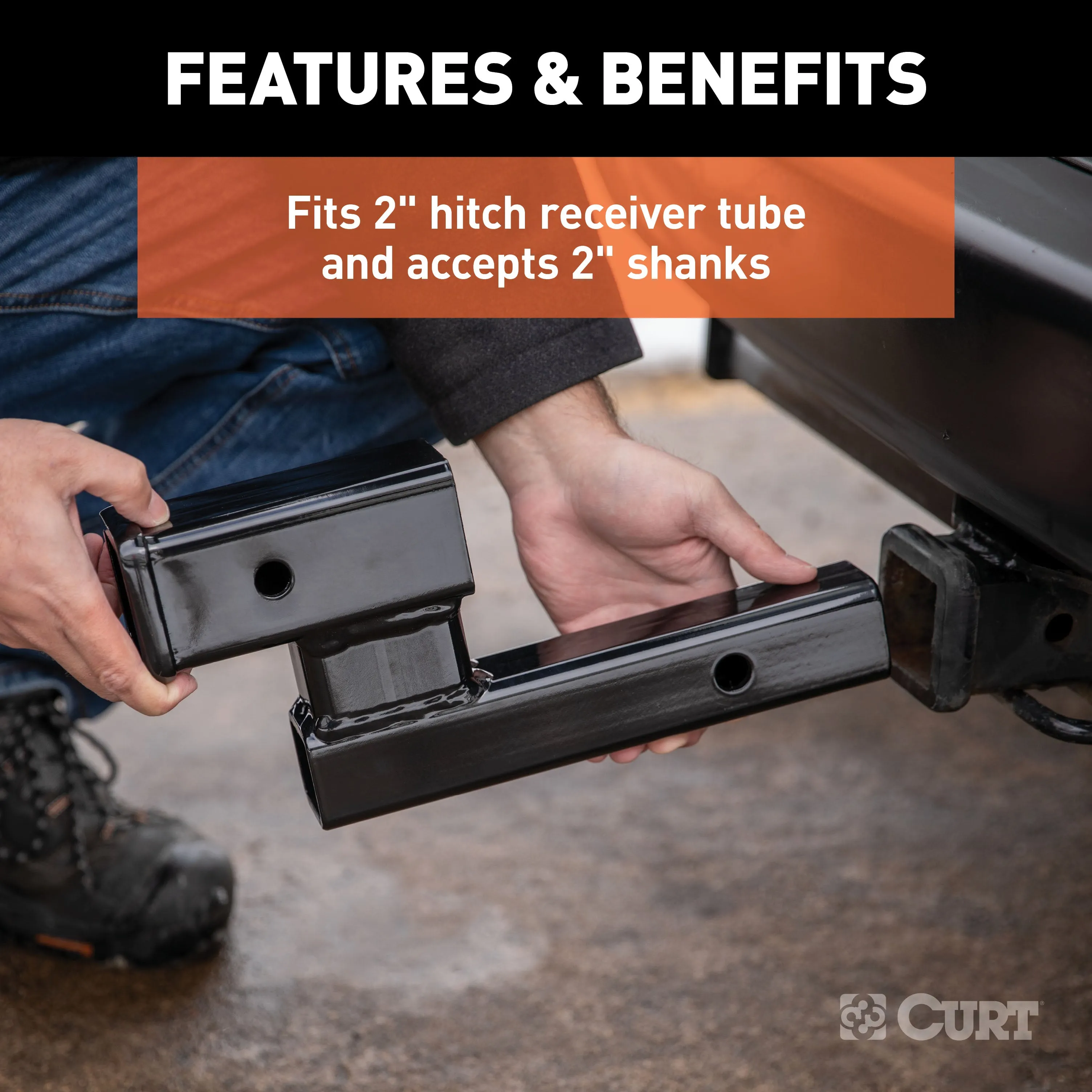 CURT 45798 CURT 45798 Trailer Hitch Adapter; 2-Inch Receiver; 4-In Drop or Rise; 7;500 lbs
