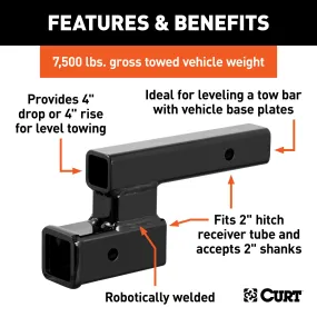 CURT 45798 CURT 45798 Trailer Hitch Adapter; 2-Inch Receiver; 4-In Drop or Rise; 7;500 lbs
