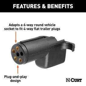 CURT 57620 CURT 57620 6-Way Round Vehicle Side to 4-Way Flat Trailer Wiring Adapter