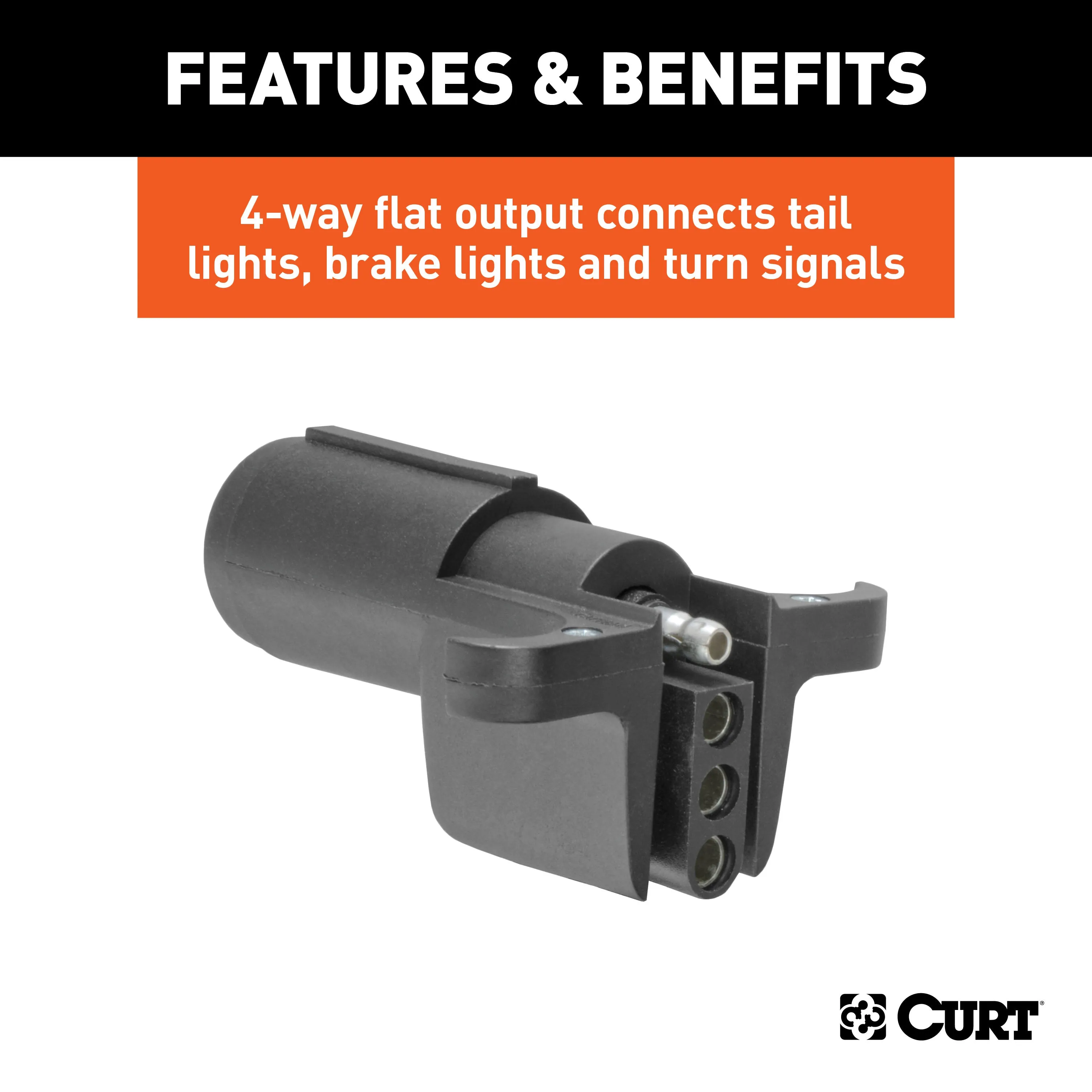 CURT 57620 CURT 57620 6-Way Round Vehicle Side to 4-Way Flat Trailer Wiring Adapter