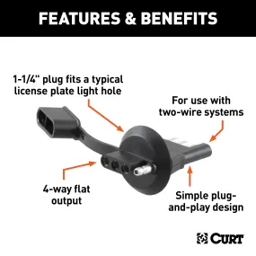 CURT 58404 4-Way Flat License Plate Light Plug Adapter