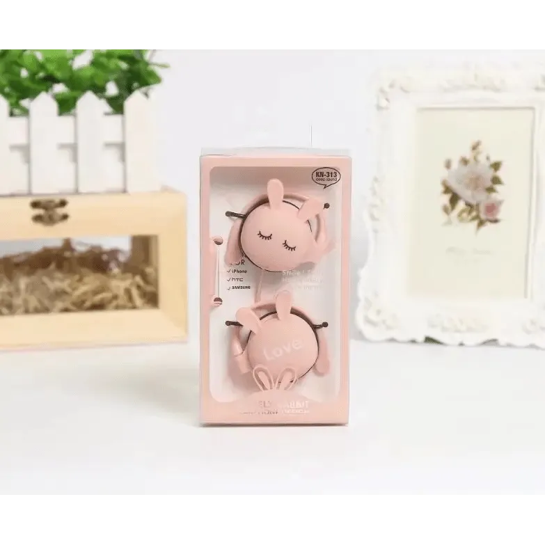 Cute Bunny Earphones: High-Quality ABS Over-Ear Headphones