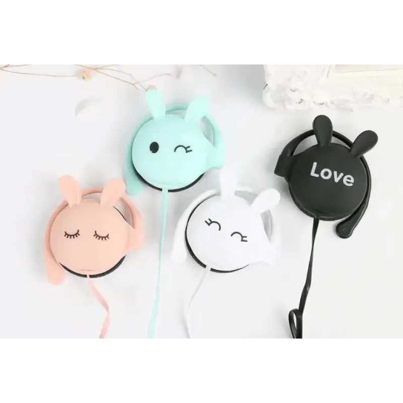 Cute Bunny Earphones: High-Quality ABS Over-Ear Headphones
