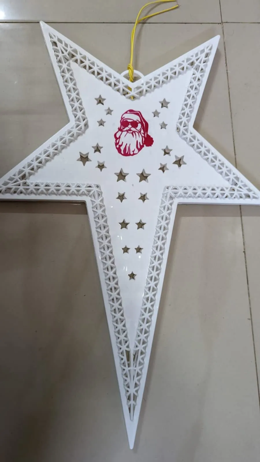 Dwarakesh Enterprises® Pack of 1 high Brightness Medium Star 32 Dual eled Santa Claus in Middle Star Wired Multicolor 230 Volts e-led Hanging Lights (47 * 32cm)