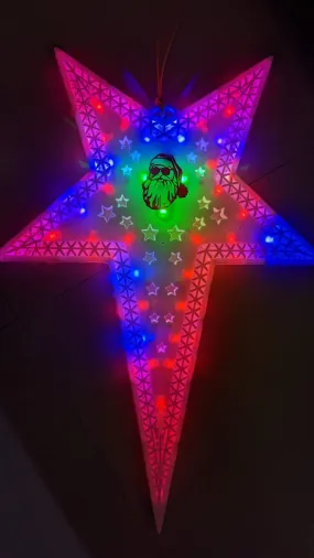 Dwarakesh Enterprises® Pack of 1 high Brightness Medium Star 32 Dual eled Santa Claus in Middle Star Wired Multicolor 230 Volts e-led Hanging Lights (47 * 32cm)