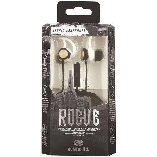 ECKO UNLIMITED EKU-ROG-WHT Rogue Hybrid Earbuds with Microphone(White)