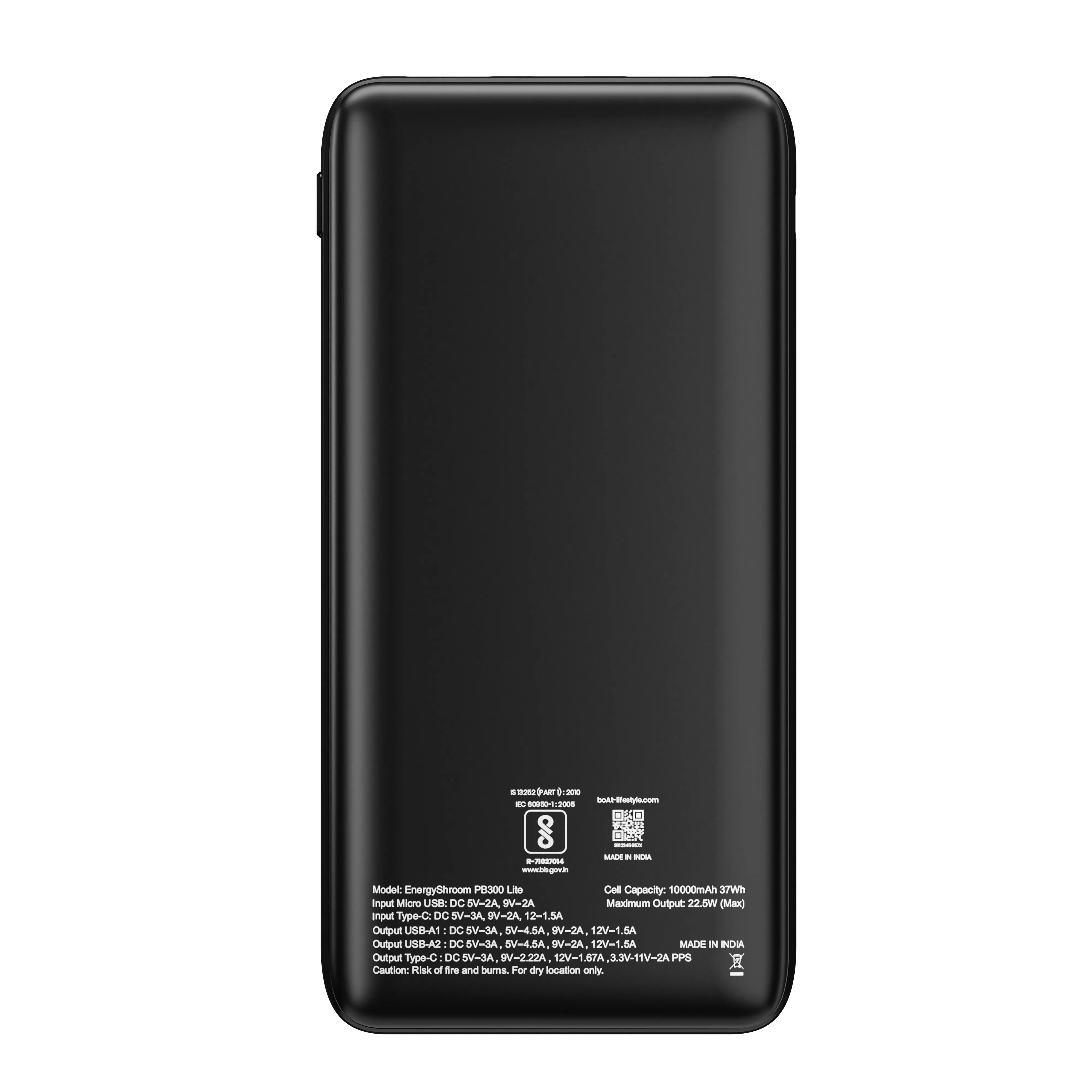 EnergyShroom PB300 Lite| Powerbank with 10000mAh battery capacity with Smart IC protection, 22.5W fast charging