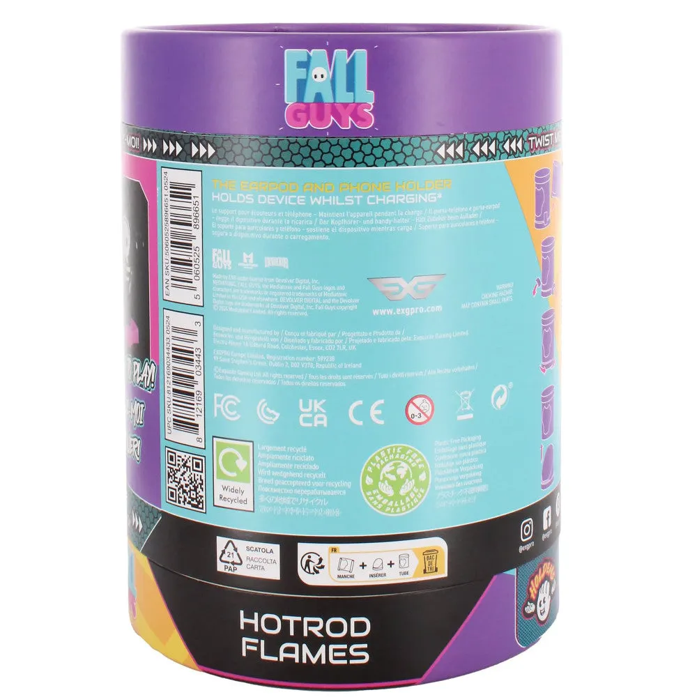 Exquisite Gaming: Holdems: Fall Guys - Hot Rod Flames Earbud & Phone Holder